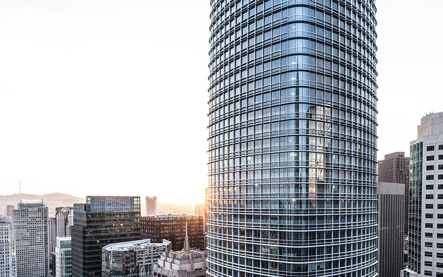 Detalle del diseño exterior de la Salesforce Tower de San Francisco