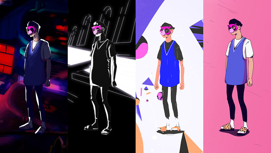 4 ilustradores diferentes han dado vida al personaje protagonista del corto de animación Bend Reality