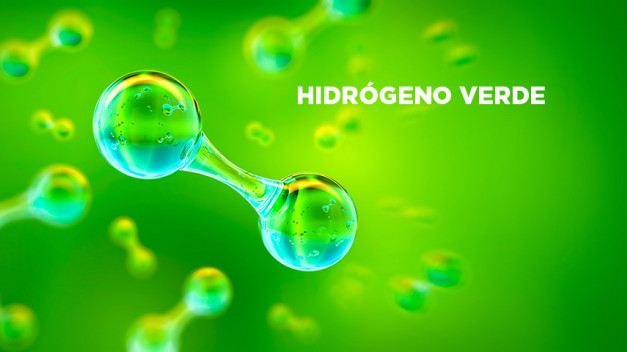 Qué es el Hidrógeno verde. Producción de una molécula de gas de hidrógeno verde H2 alimentada por electricidad renovable, energía ecológica alternativa sostenible de hidrógeno no contaminante H2, el combustible de la industria en el futuro.