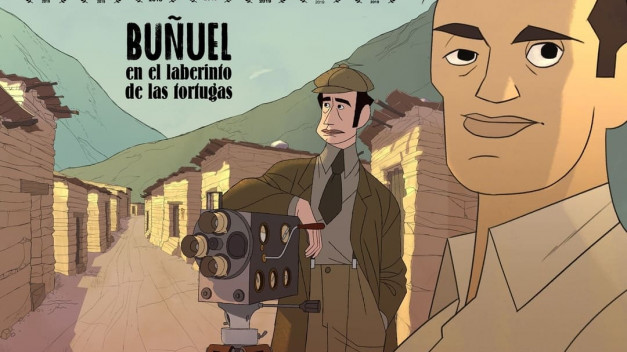 Cartel de Buñuel en el laberinto de las tortugas, película de animación preseleccionada para optar a representar a España en la 92ª edición de los Premios Oscar en la categoría de Mejor Película Internacional.