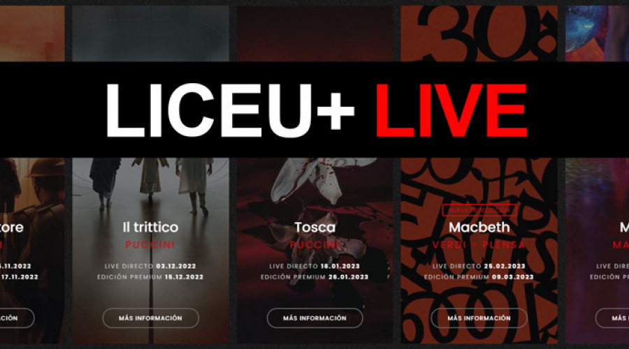 El Liceu de Barcelona presenta LICEU+LIVE, un programa desde el que se podrá seguir la temporada de ópera del Gran Teatre del Liceu de Barcelona.