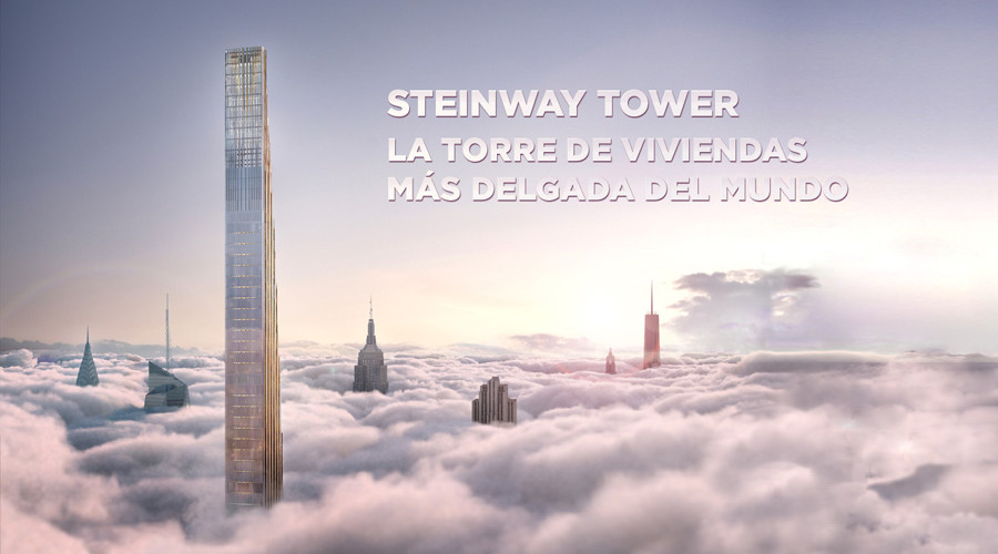 La torre de viviendas Steinway Tower situada en 111west 57th street de Nueva York es uno de los edificios más altos del mundo con 435 metros.