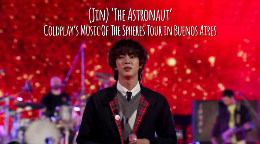 Jin, cantante del grupo coreano BTS, interpreta por primera vez junto a Coldplay la nueva canción The Astronaut, en el concierto de Buenos Aires de la gira Music Of The Spheres Tour.
