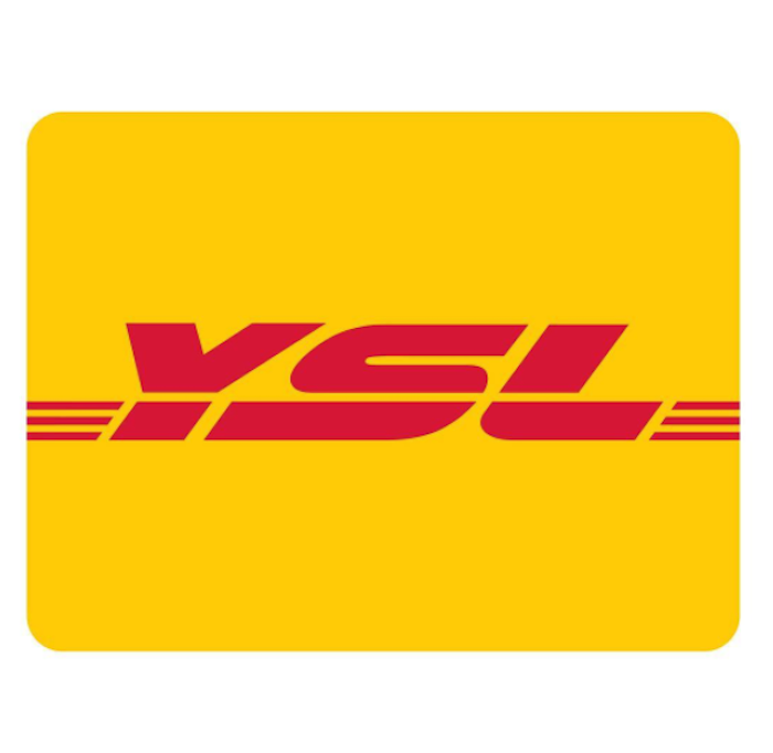 El diseñador gráfico REILLY fusiona el nombre de YSL con el logo de DHL