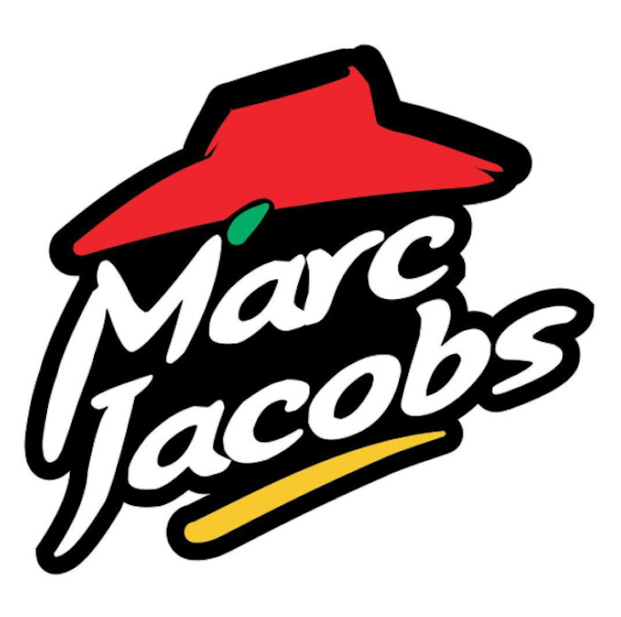 El diseñador gráfico REILLY fusiona el nombre de Marc Jacobs con el logo de Pizza Hut
