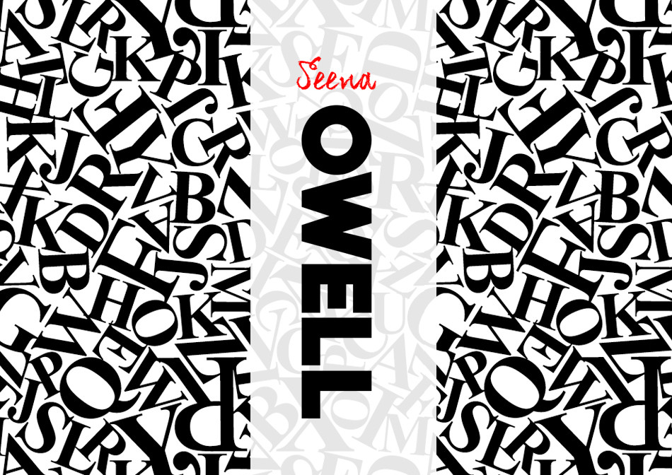 Marca de cosméticos Seena Owell con un fondo de letras