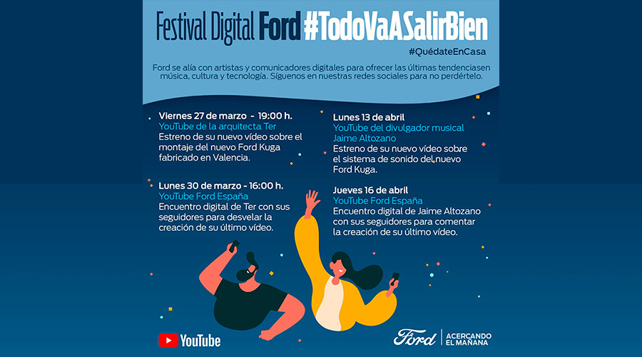 Festival Digital Ford. Ford se alía con artistas y comunicadores digitales para ofrecer las últimas tendencias en música, cultura y tecnología en un ciclo de encuentros virtuales en redes sociales.