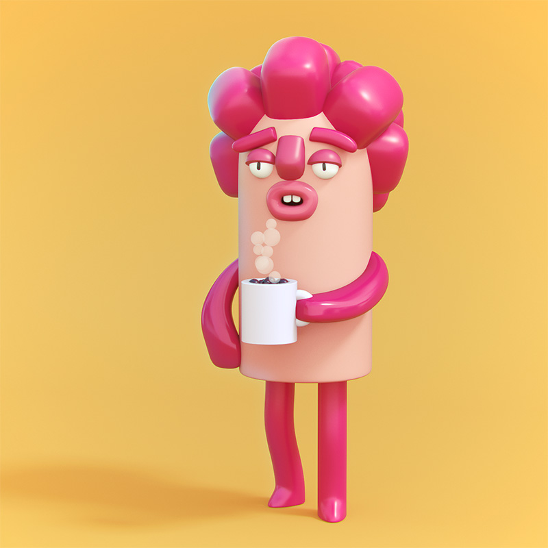 Ilustracion 6 diseño 3D Cosmik Madness, Raul the coffee guy