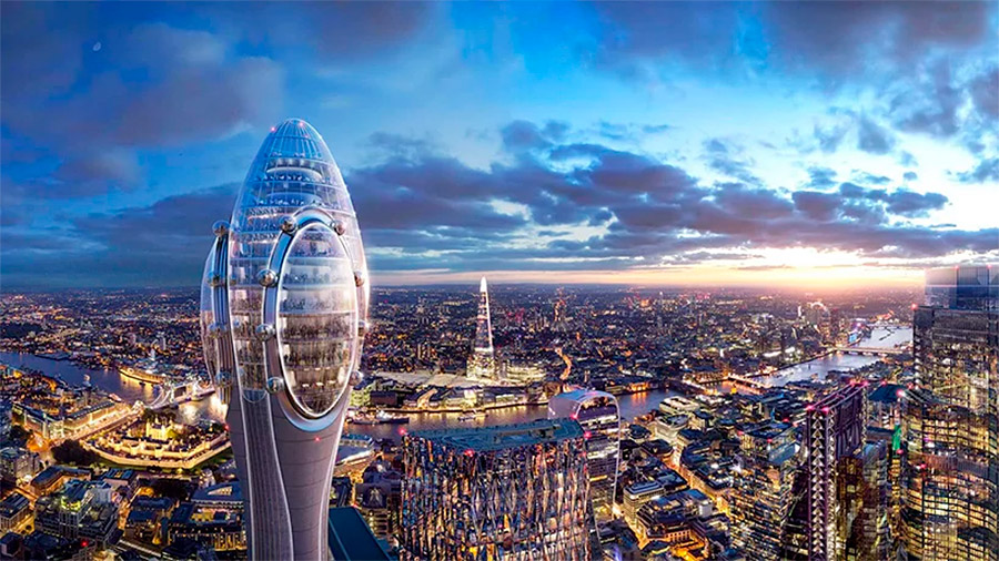 En primer término la torre The Tulip con la ciudad de Londres a sus pies