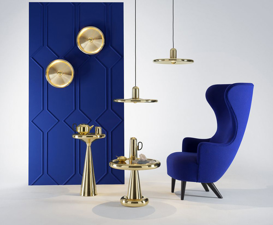 Conjunto sillón Wingback con otros accesorios diseñados todos ellos por Tom Dixon