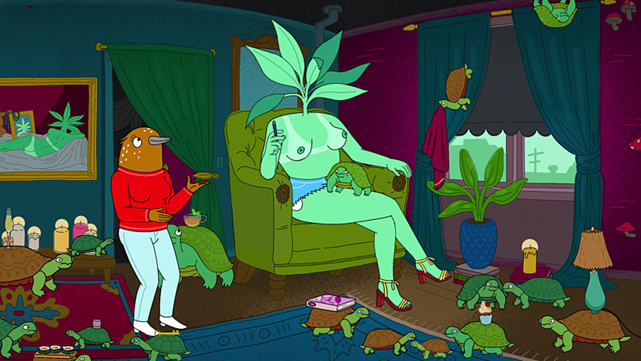 Fotograma de la serie de animación de Netflix Tuca & bertie de Lisa Hanawalt