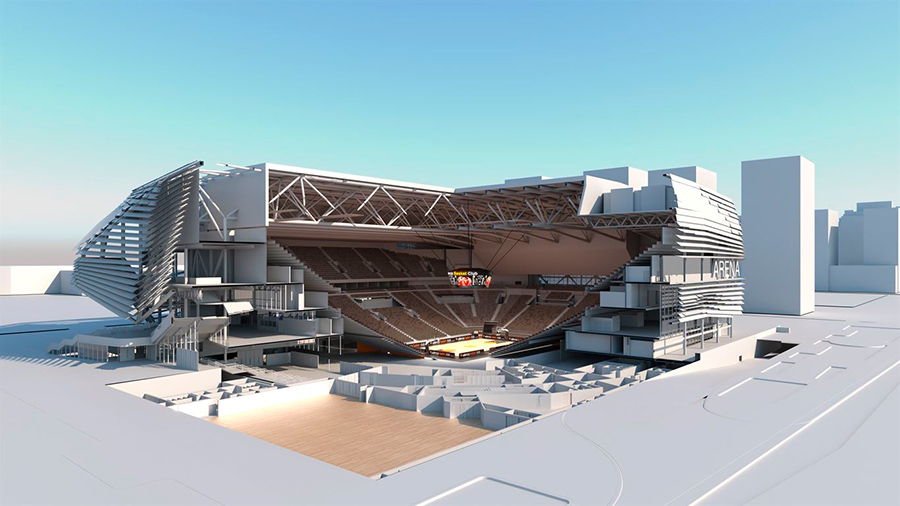 Imagen virtual del pabellón Casal España Arena que se construye en Valencia, vista 3
