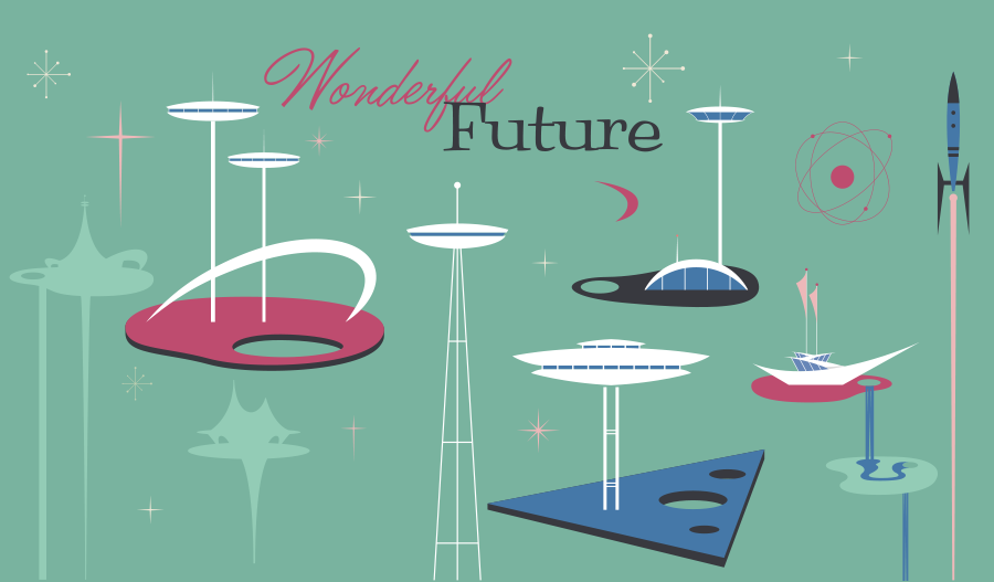 Diseños Googie con estilo futurista Wonderful Future