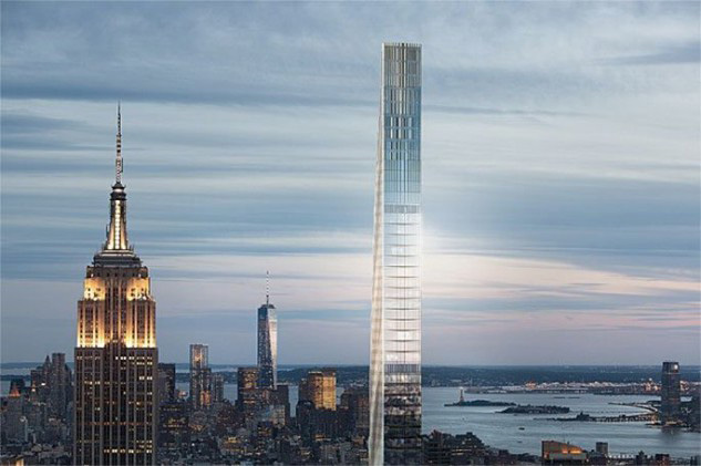 Comparativa de alturas entre el edificio Steinway Towery el Empire State Building.