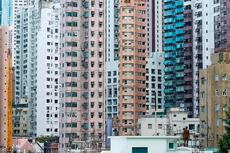 Instalación de Antony Gormley Event Horizon en Hong Kong, vista 9