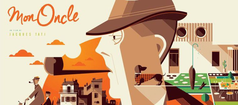 Ilustracion cartel película mon oncle (mi tío) Jacques Tati