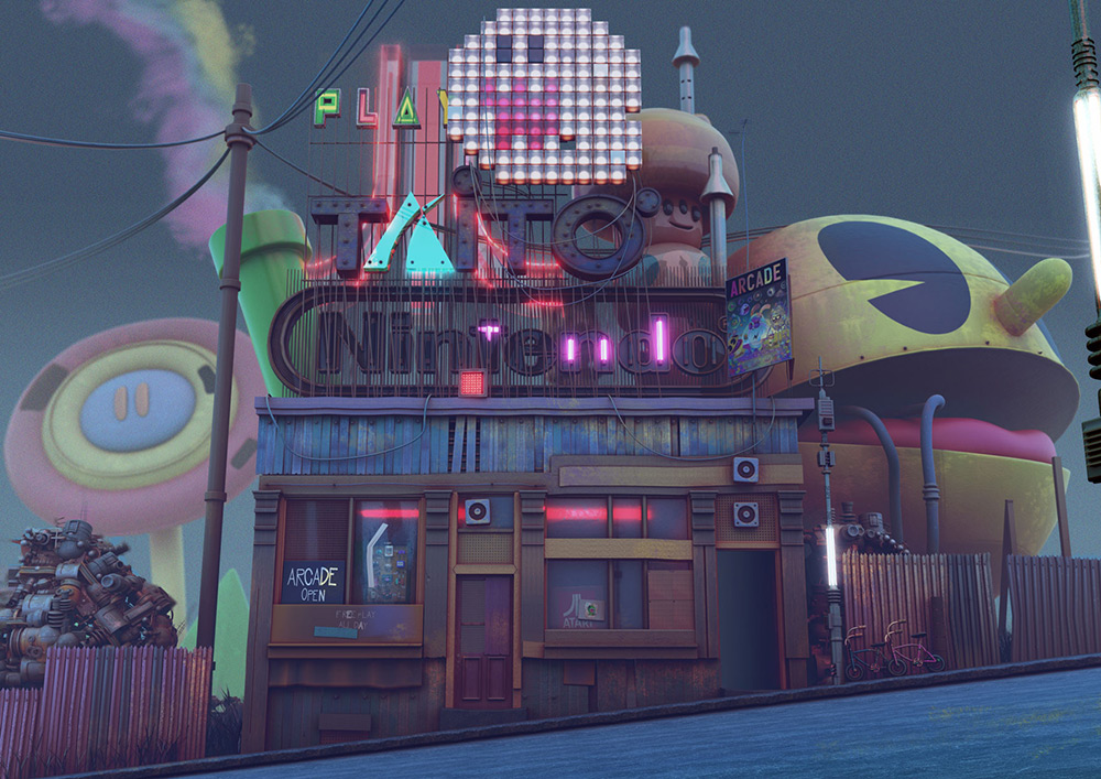 ilustrador jonathan ball ilustraciones 3D arcade shack