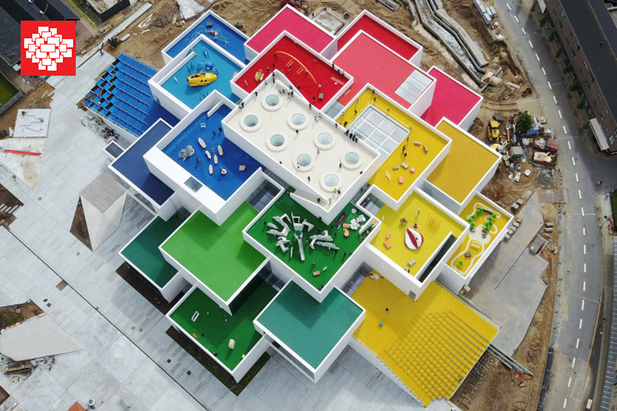 Vista cenital de La Casa de Lego (Lego House)